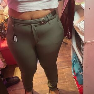 Express Olive high waisted fitted work, Stretch Pants